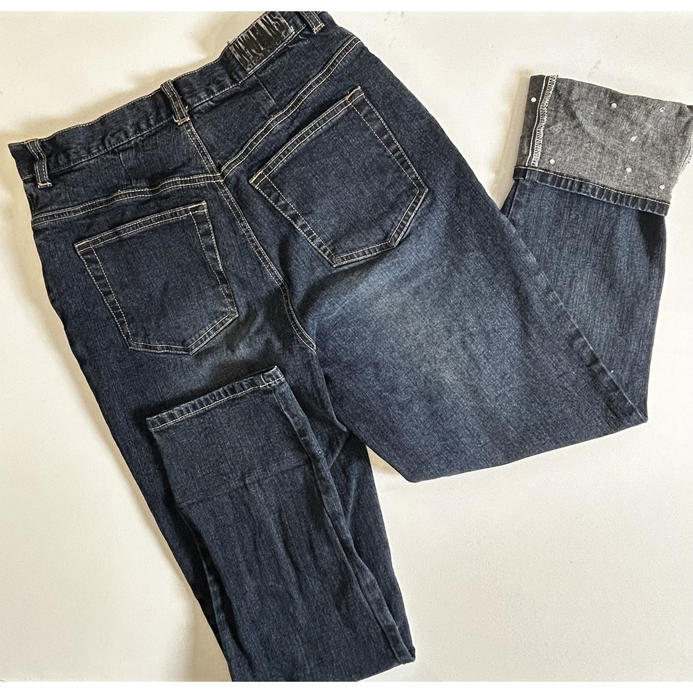NY Jeans Company Women's High Waist Straight Jeans With Rhinestone Cuff Size 6